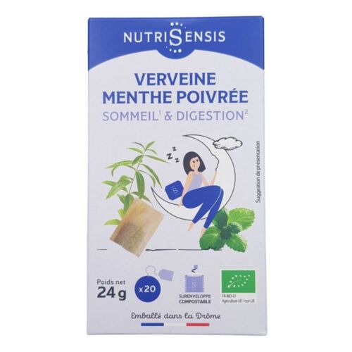 Infusion Verveine Menthe bio, 20 infusettes, Nutrisensis