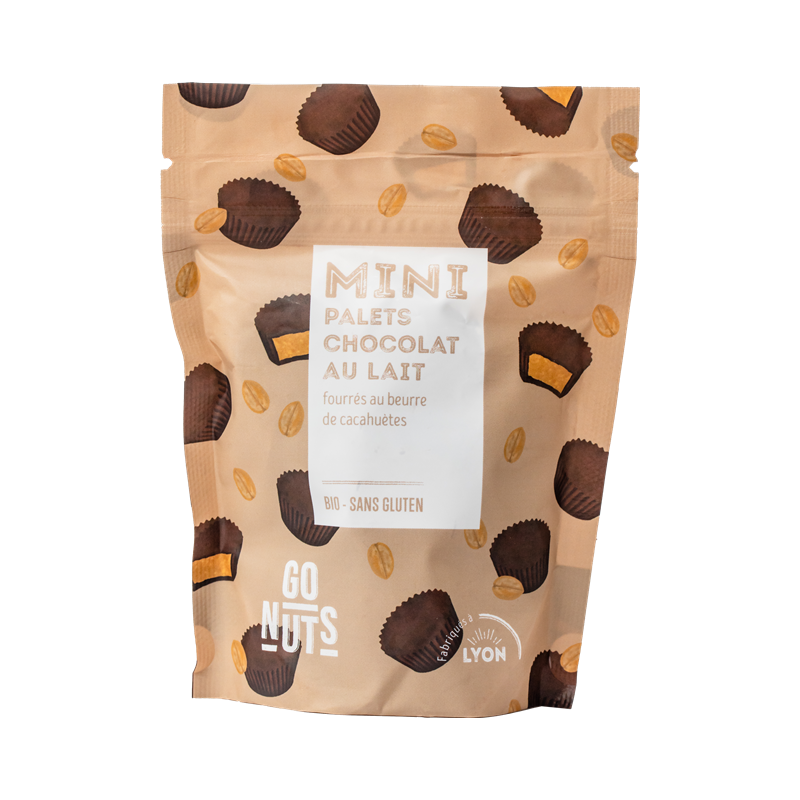 Palet chocolat au lait fourré au beurre de cacahuète 120g, Go Nuts