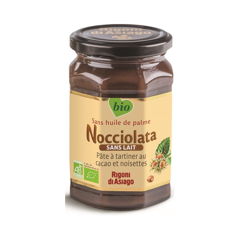 Nocciolata, Pâte à tartiner bio au cacao et aux noisettes, SANS LAIT, 350g, Rigoni di Asiago (Copie)