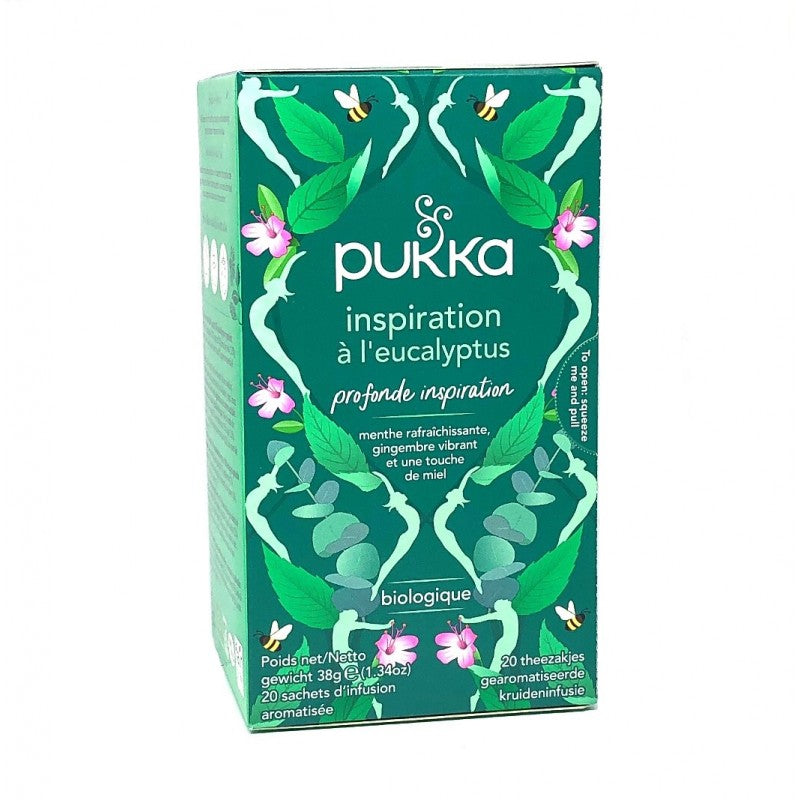 Infusion Pukka, inspiration profonde à l'eucalyptus, 20 infusettes, Pukka