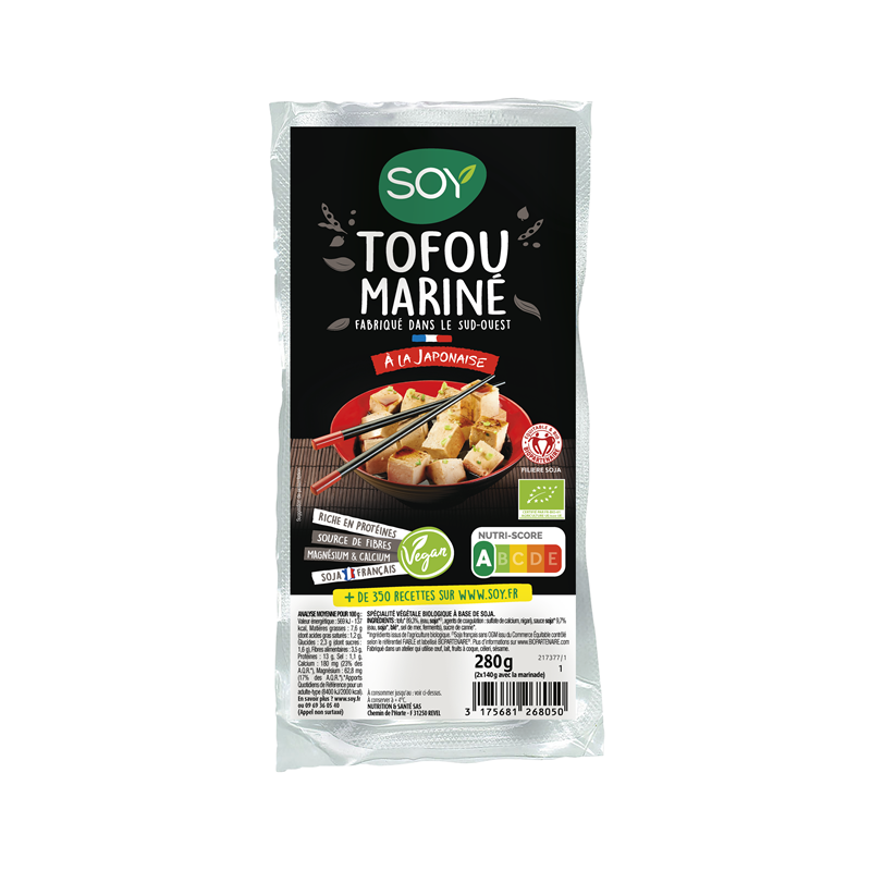 Tofou mariné à la japonaise 2x140g, Soy