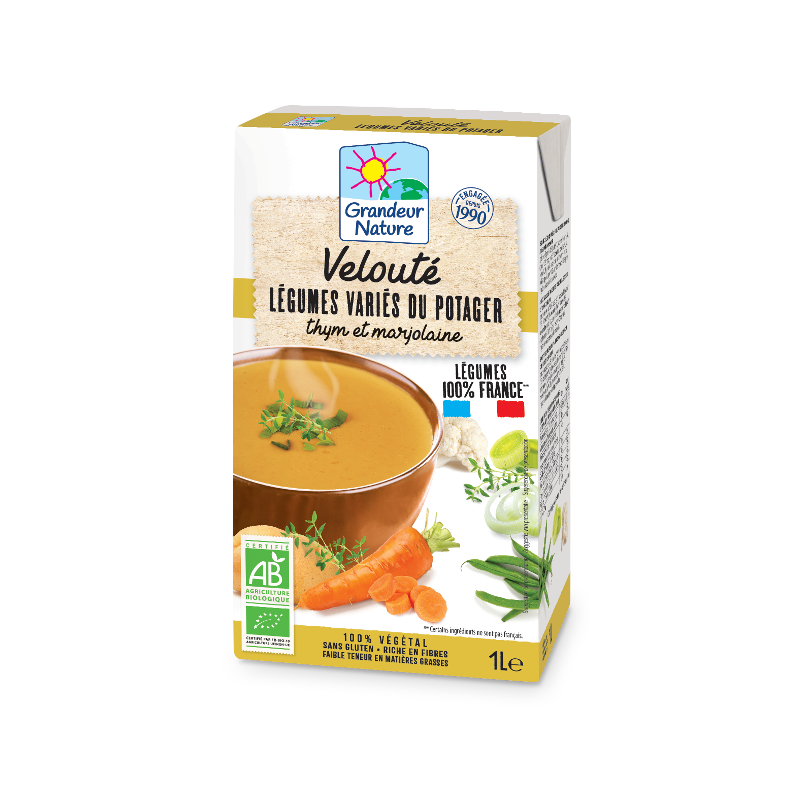 Velouté du Potager bio, légumes variés Français 1l, Grandeur Nature