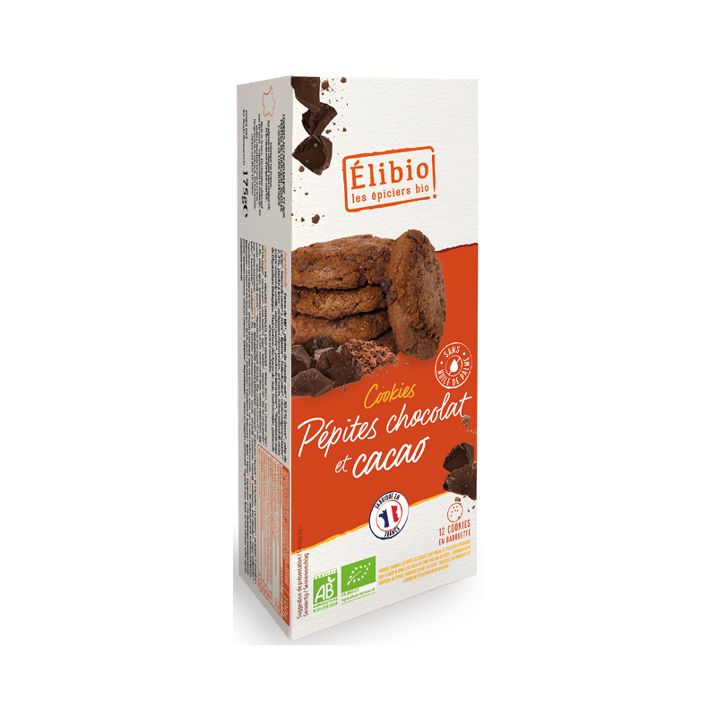 Cookies tout chocolat, 175g, Elibio