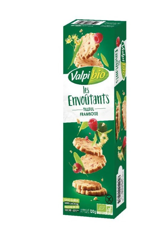 Biscuits Envoûtants, tilleul de framboise, sans gluten, 120g, Valpibio