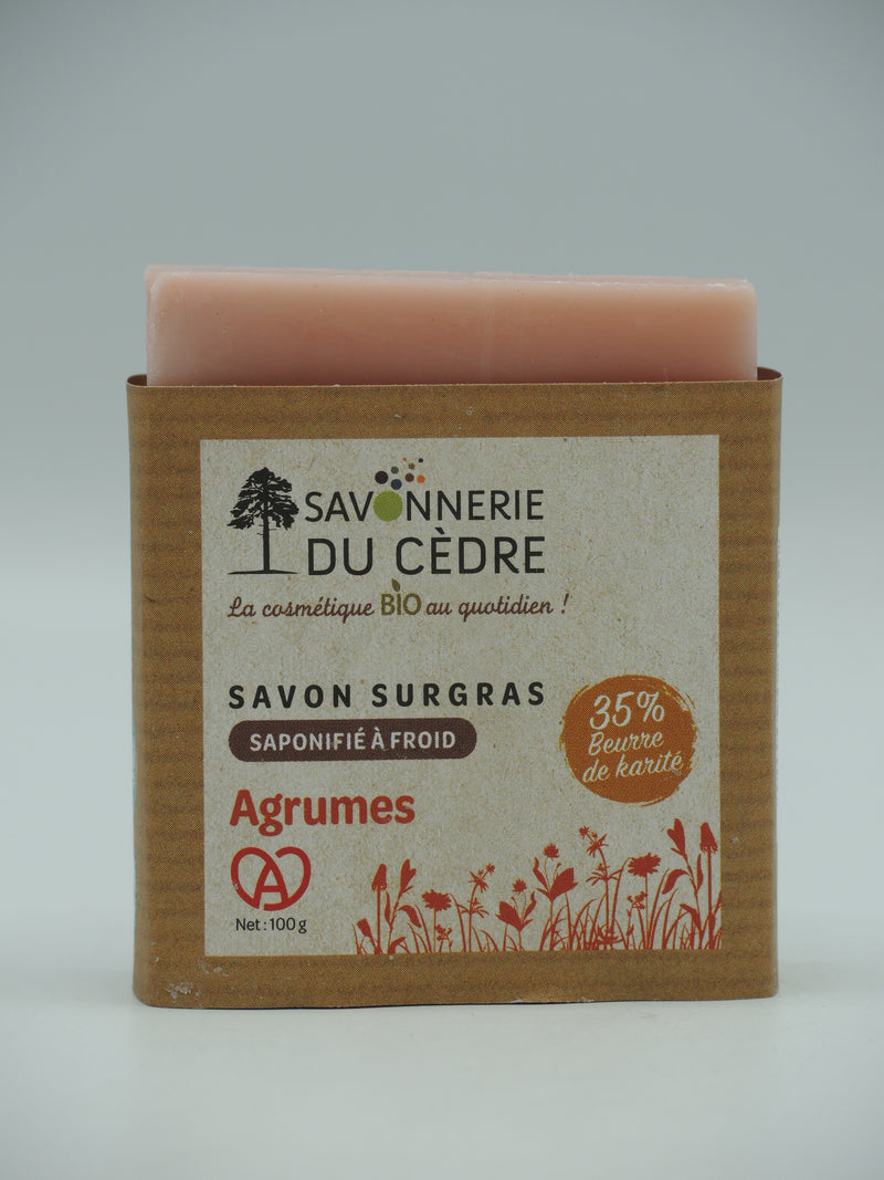 Savon surgras, Agrumes, 100g, Savonnerie du Cèdre