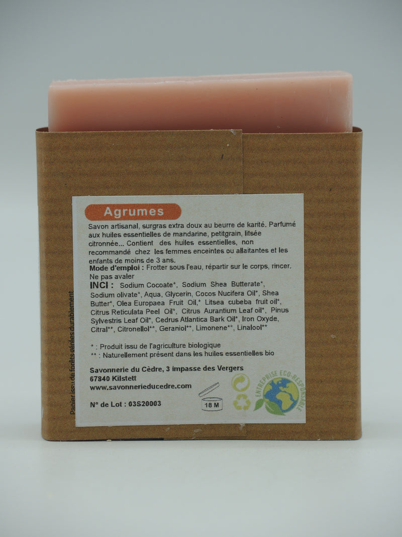 Savon surgras, Agrumes, 100g, Savonnerie du Cèdre