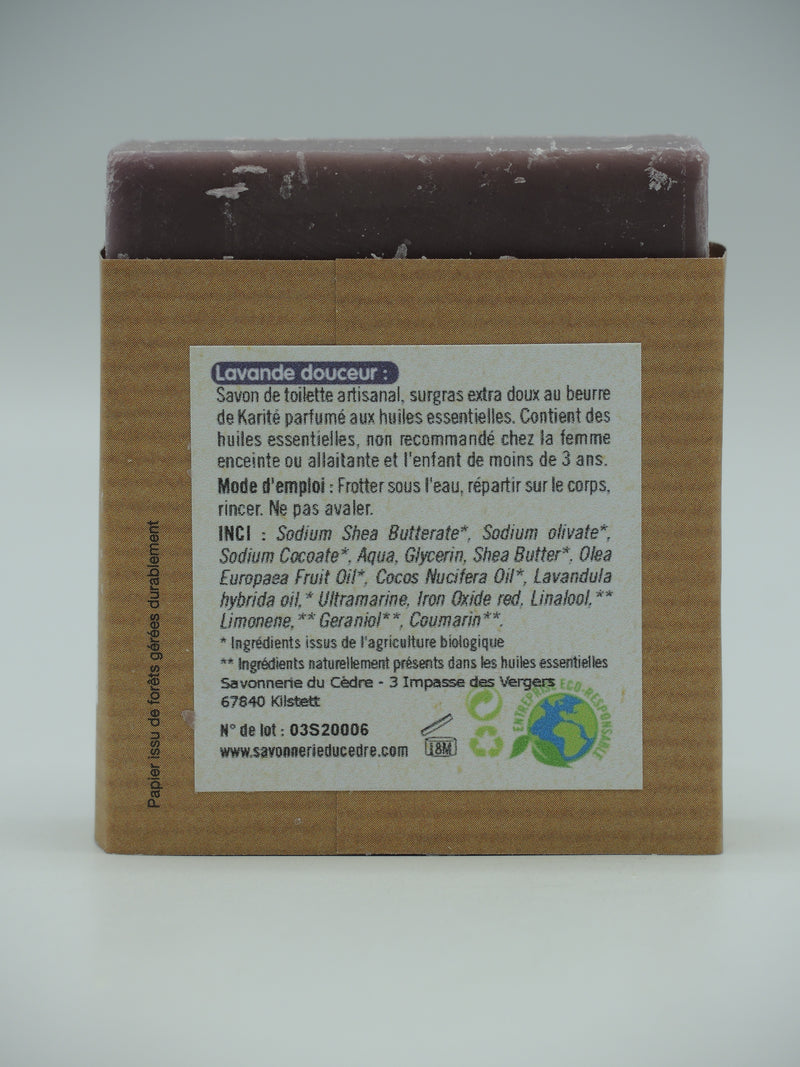 Savon surgras, Lavande douceur, 100g, Savonnerie du cèdre