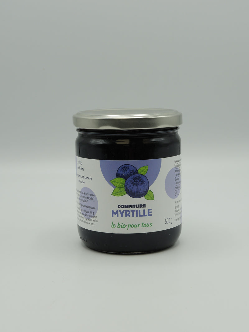 Confiture myrtille, 500g, le Bio pour tous