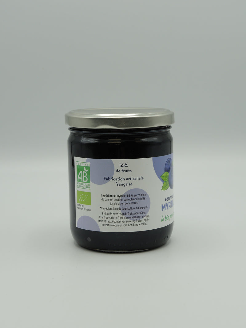 Confiture myrtille, 500g, le Bio pour tous