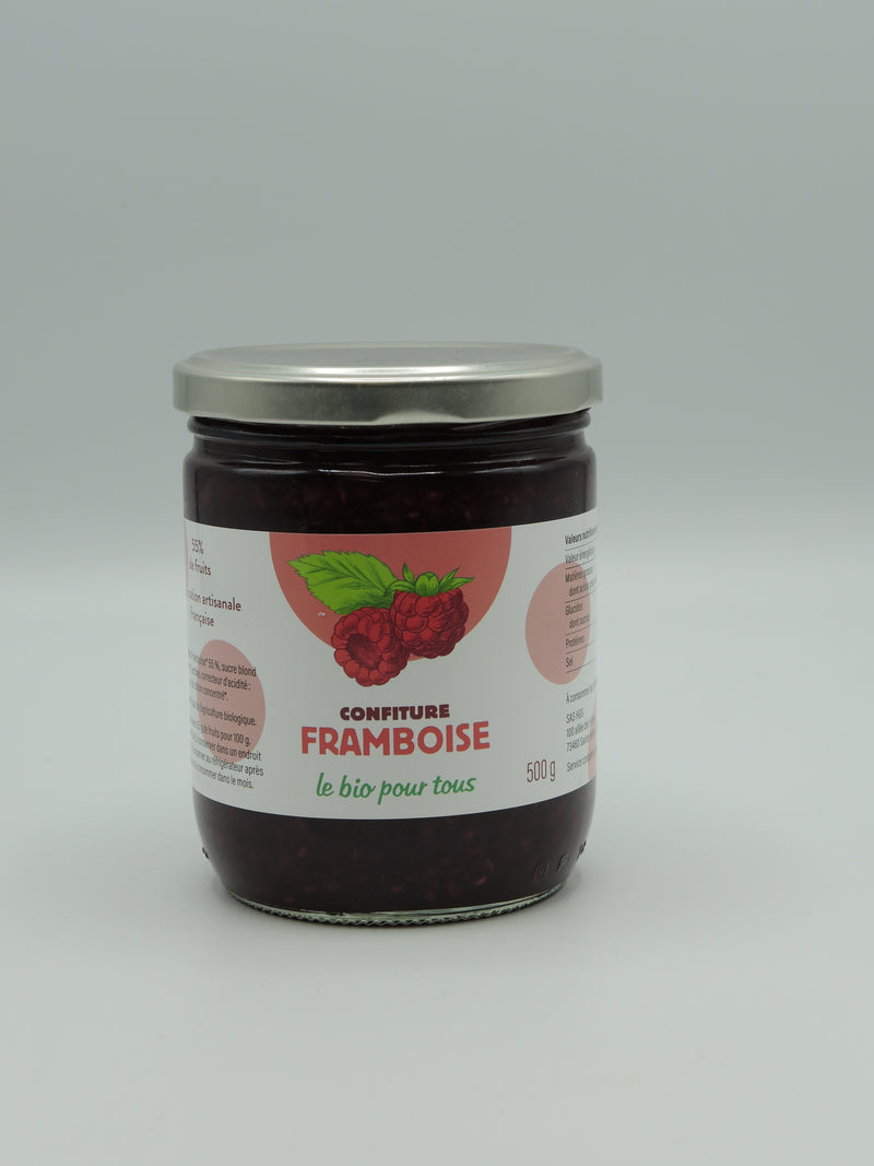 Confiture framboise, 500g, le Bio pour tous