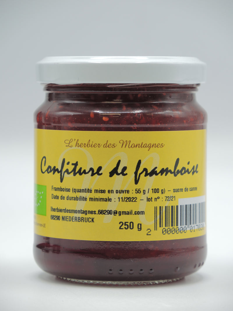 Confiture de framboise artisanale, 250g, origine Alsace