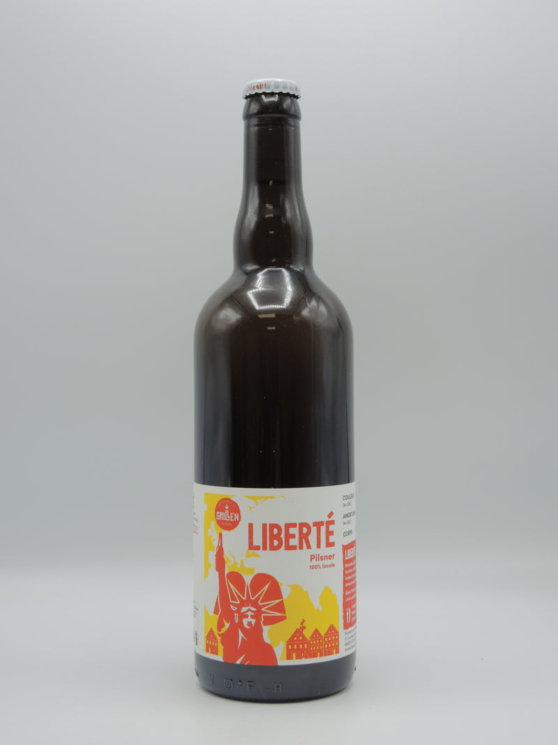 Bière Blonde Bio Artisanale Pils,Liberté 75cl, Brasserie du Grillen d'Alsace