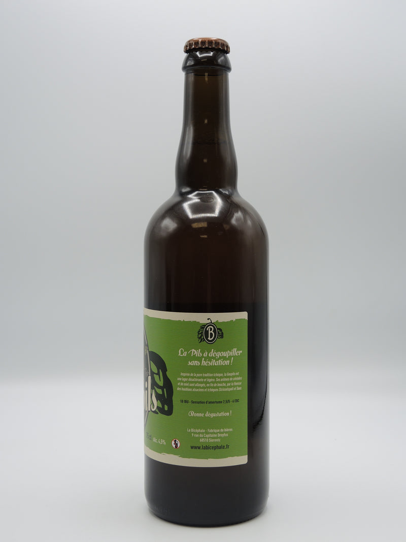 Bière Blonde Bio Artisanale Pils 75cl, la Goupils, Brasserie la Bicéphale d'Alsace