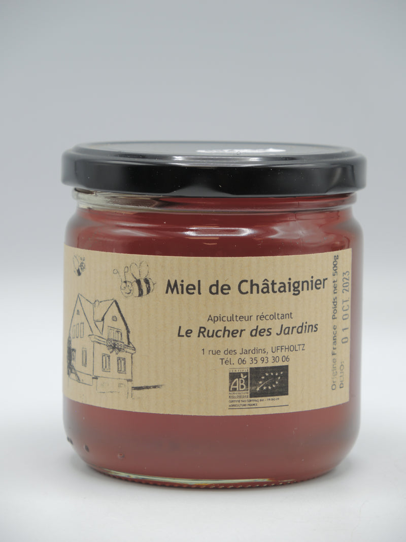 Miel de Châtaignier, 500g, le Rucher des Jardins