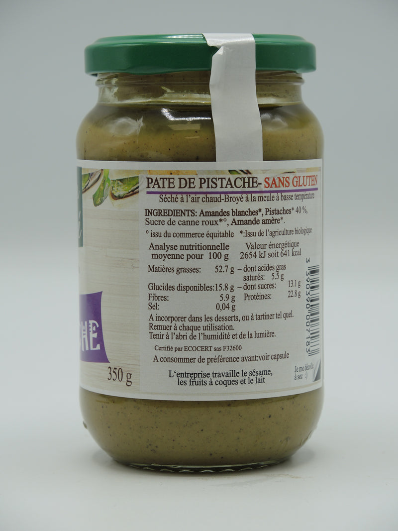 Purée de pistache bio - 100 g : Miels, pâtes à tartiner et confitures bio  JEAN HERVÉ alimentation bio - botanic®