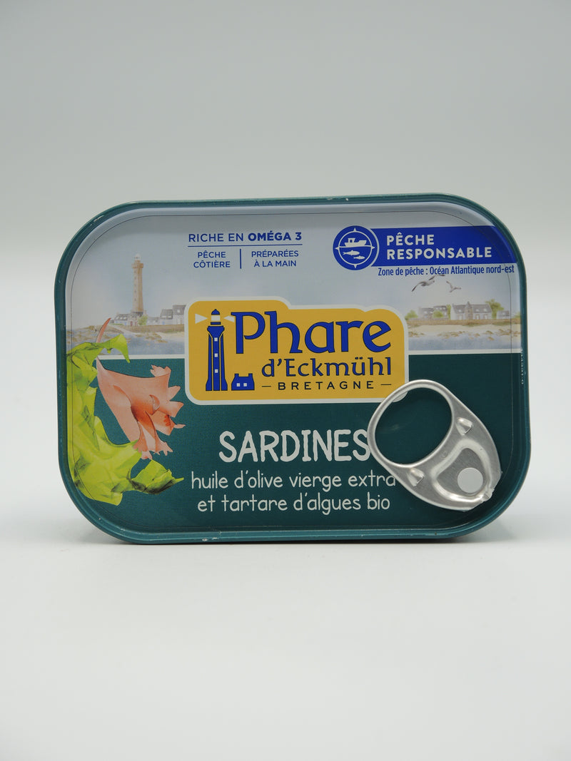 Sardines à l'huile d'olive et tartare d'algues, 135g, Phare d'Eckmühl