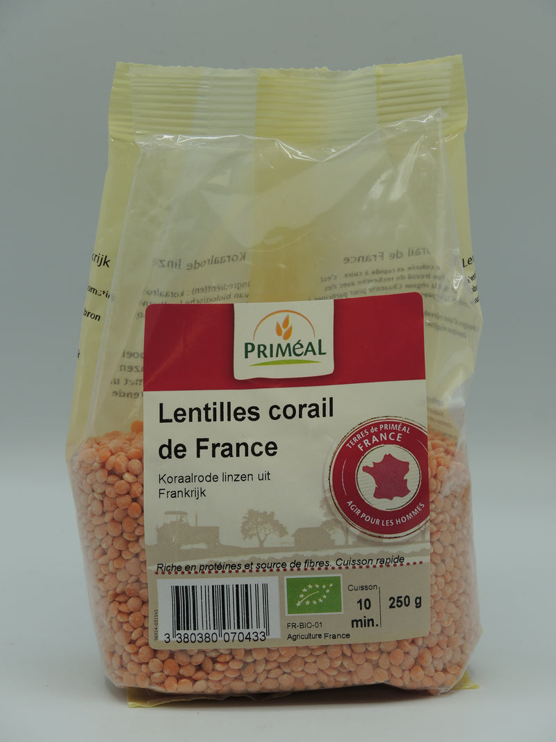 Lentilles corail de France, 250g, Priméal