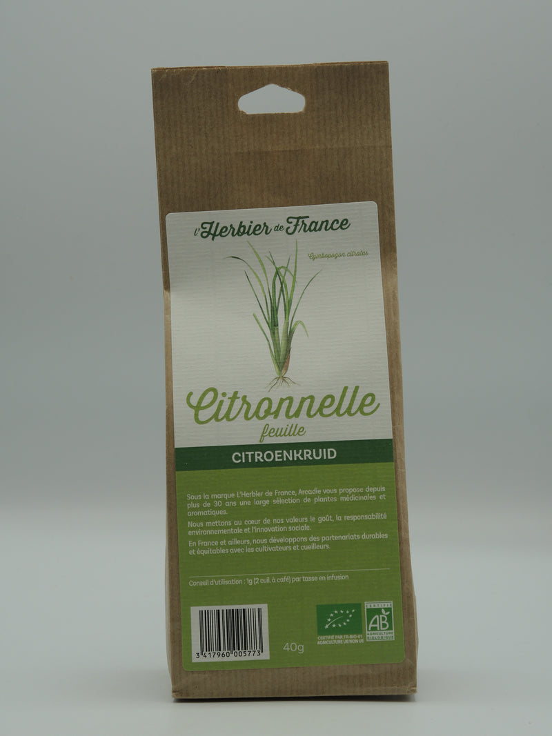 Citronnelle, feuille, 40g, l'Herbier de France