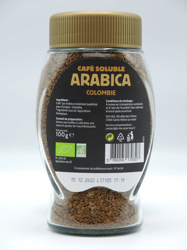 Café soluble, 200g, Le bio pour tous